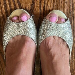 Gold sequiny style 3 1/2” heels